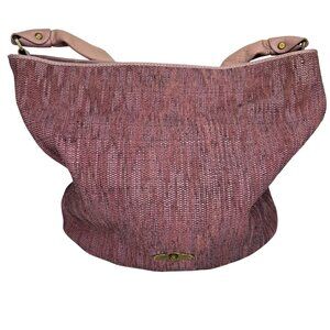 Elliott Lucca Pink Woven Leather Tote Hobo Shoulder Bag‎
